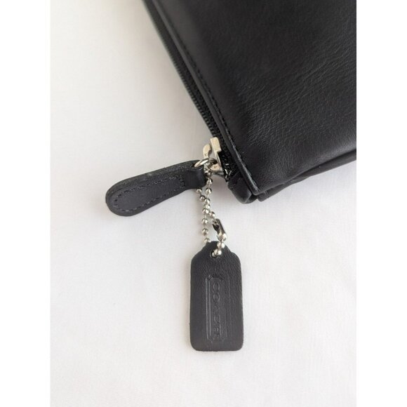 Vintage Coach Leather Small Flat Cosmetic Case Bag Clutch 6990 Black Silver USA - Picture 8 of 12